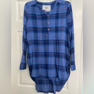 Anthropologie Blue Plaid Long Sleeve Shirt